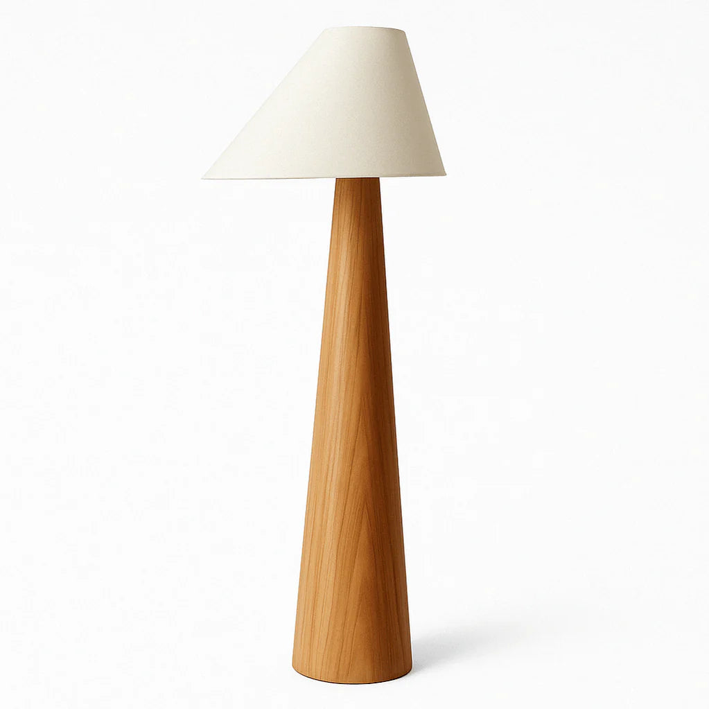 Japandi Solid Oak Floor Lamp With Clean Lines – Holza
