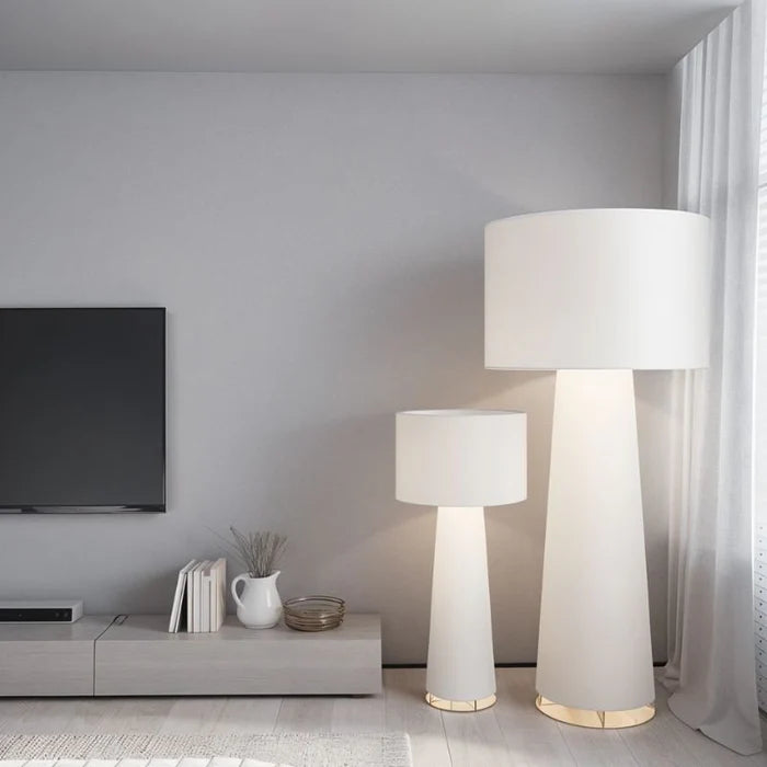 Japandi Sculptural Wood & Fabric Floor Lamp – Inara