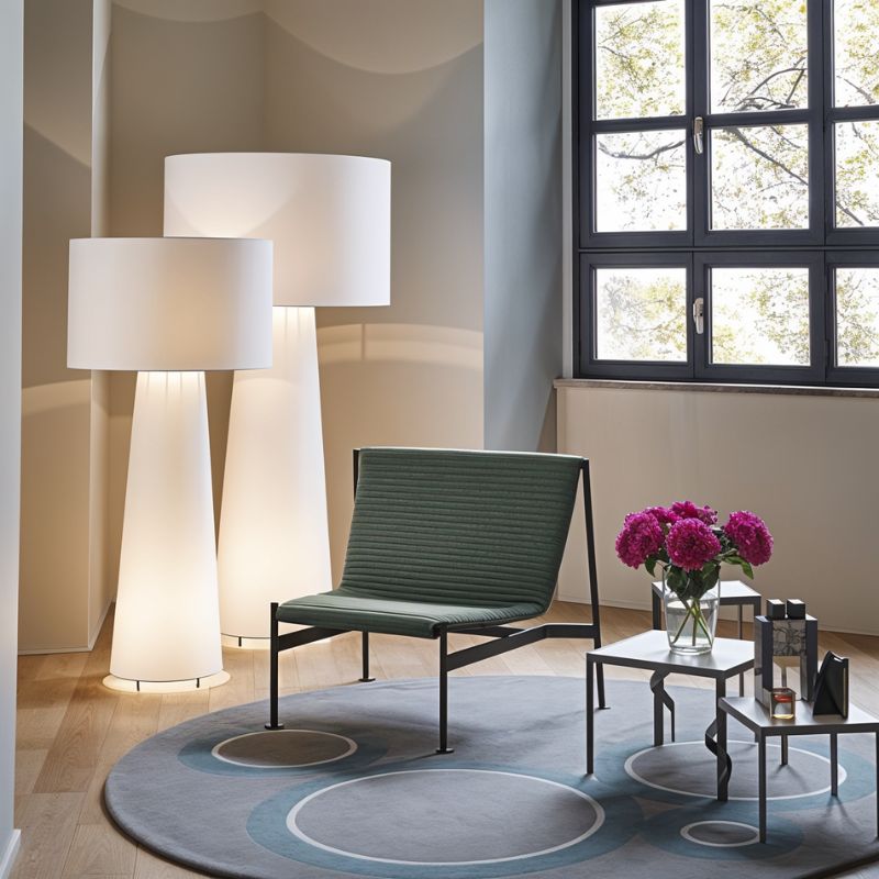 Japandi Sculptural Wood & Fabric Floor Lamp – Inara