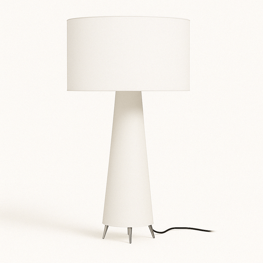 Japandi Sculptural Wood & Fabric Floor Lamp – Inara