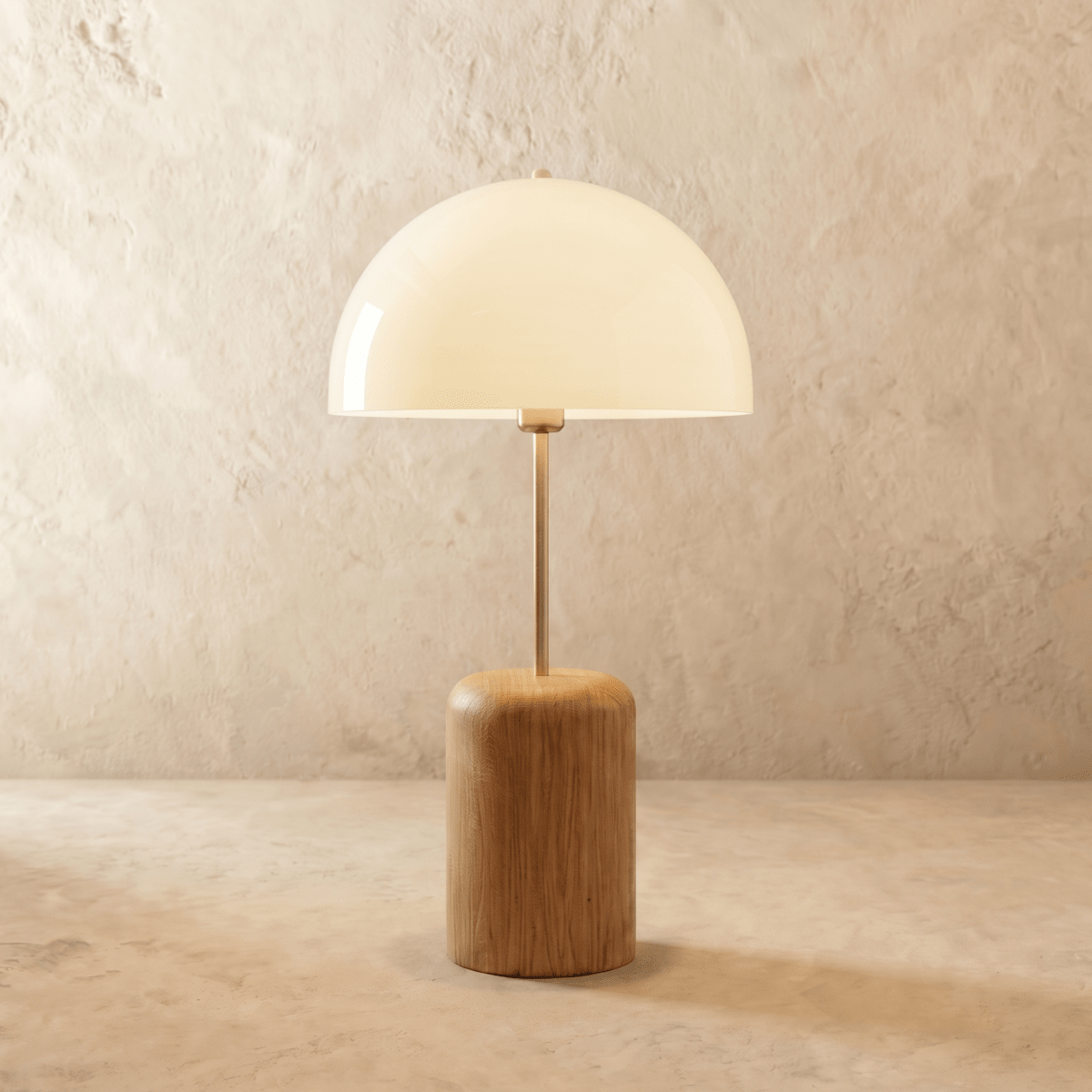 Japandi Wood Base Table Lamp with Dome Shade - Kroki