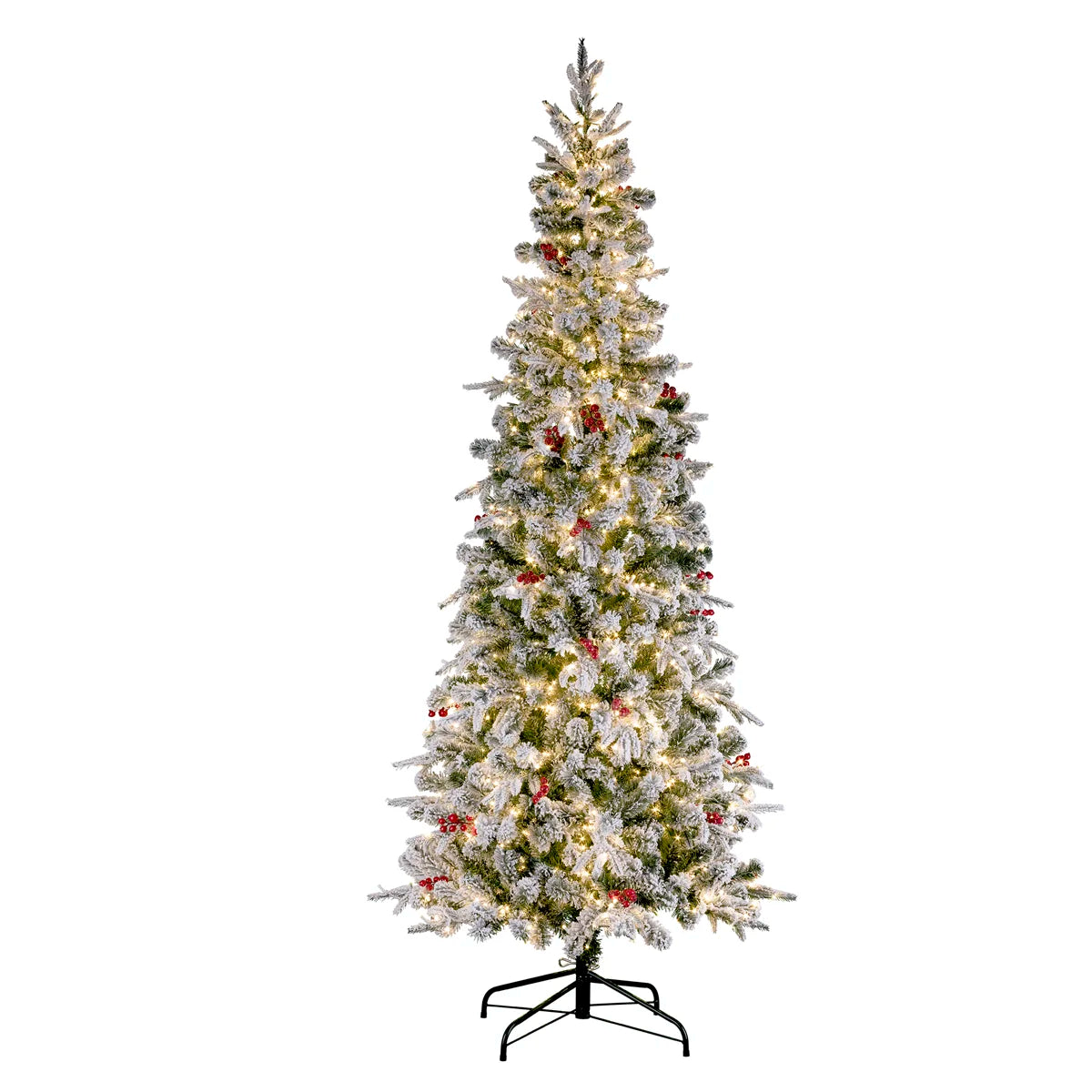7 ft slim frosted fir tree with lights