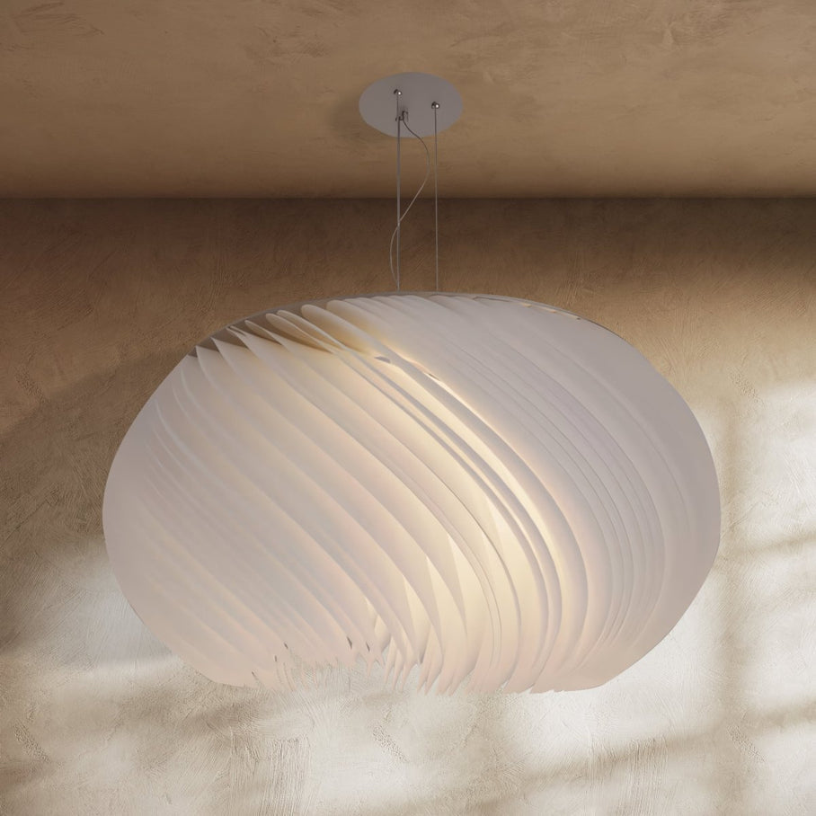 Japandi Curved Metal & Opal Glass Chandelier – Malakos