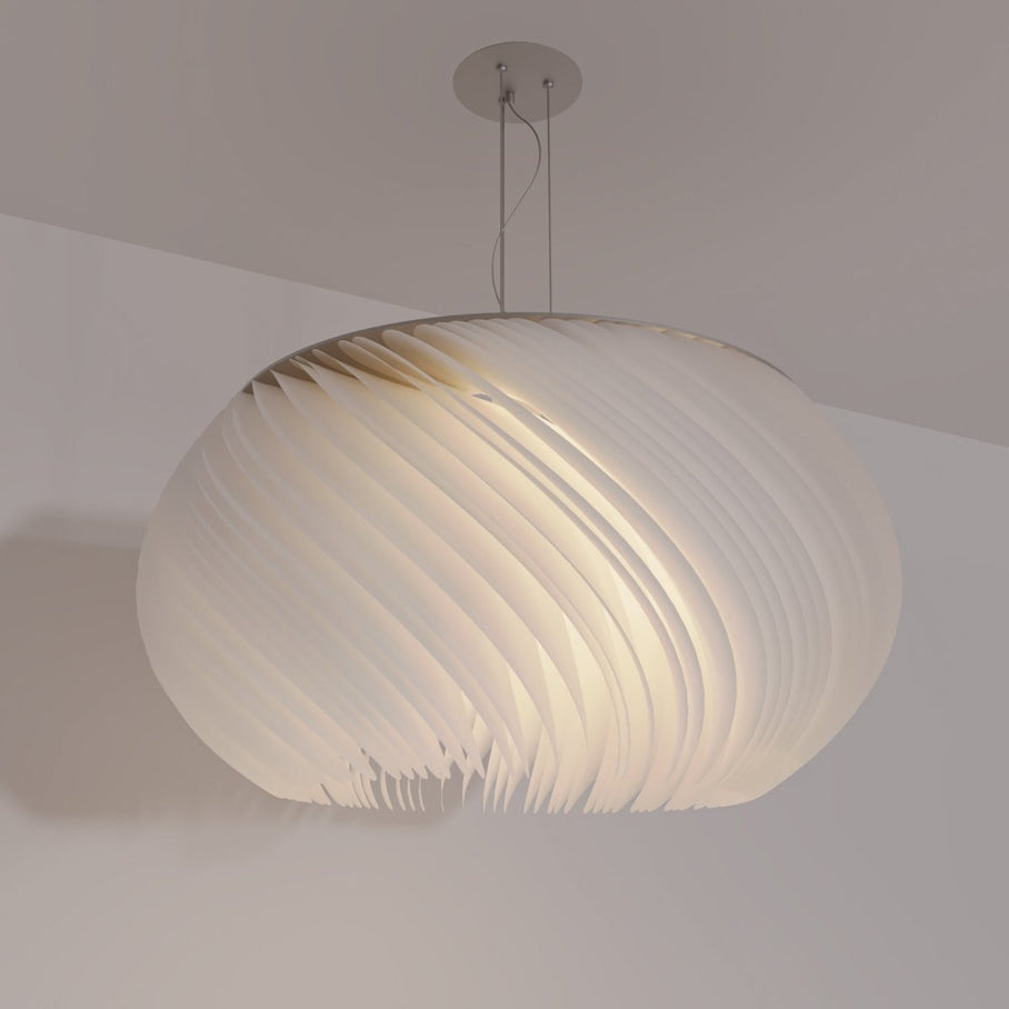 Japandi Curved Metal & Opal Glass Chandelier – Malakos
