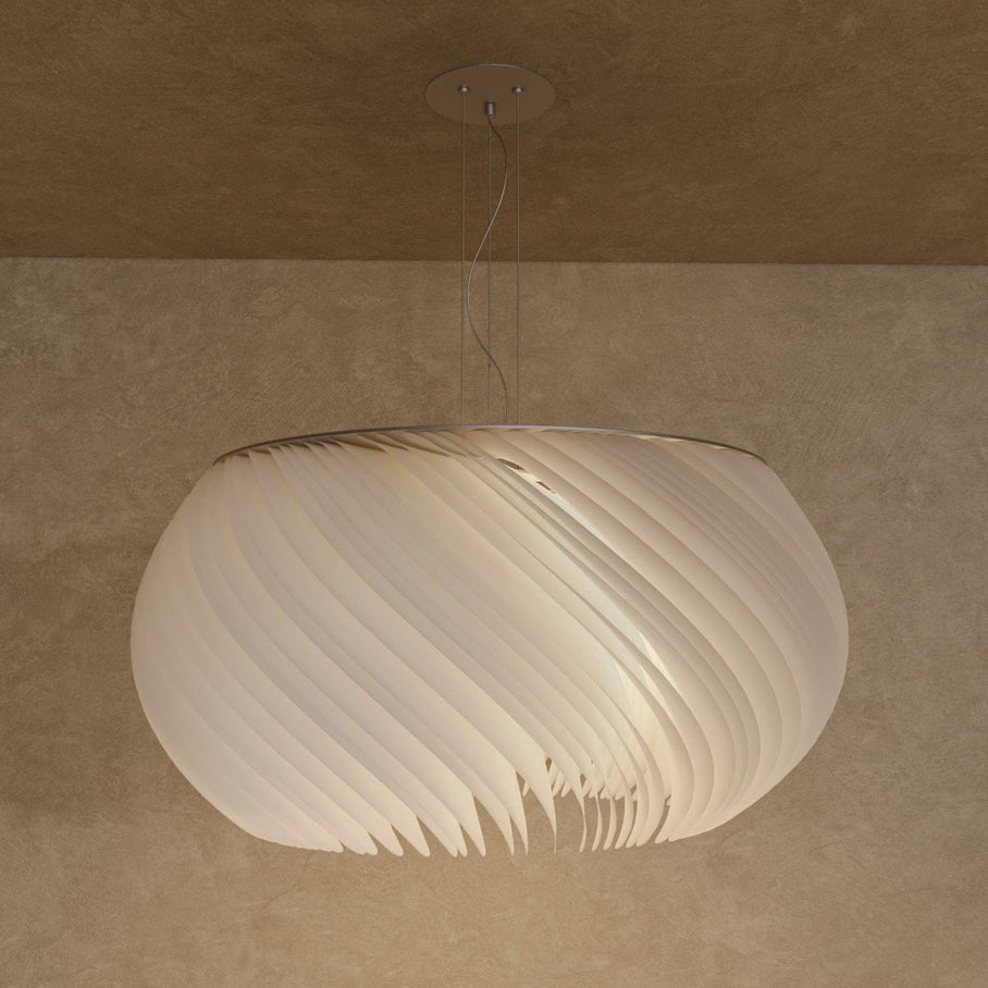 Japandi Curved Metal & Opal Glass Chandelier – Malakos
