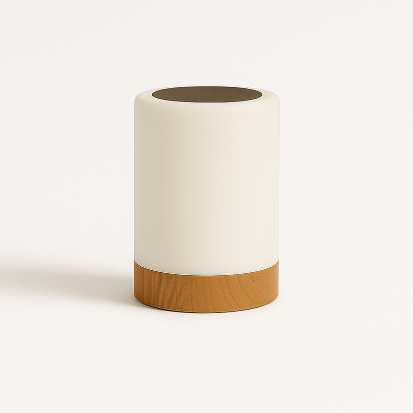 Japandi Linen Shade Table Lamp With Curved Form – Halina