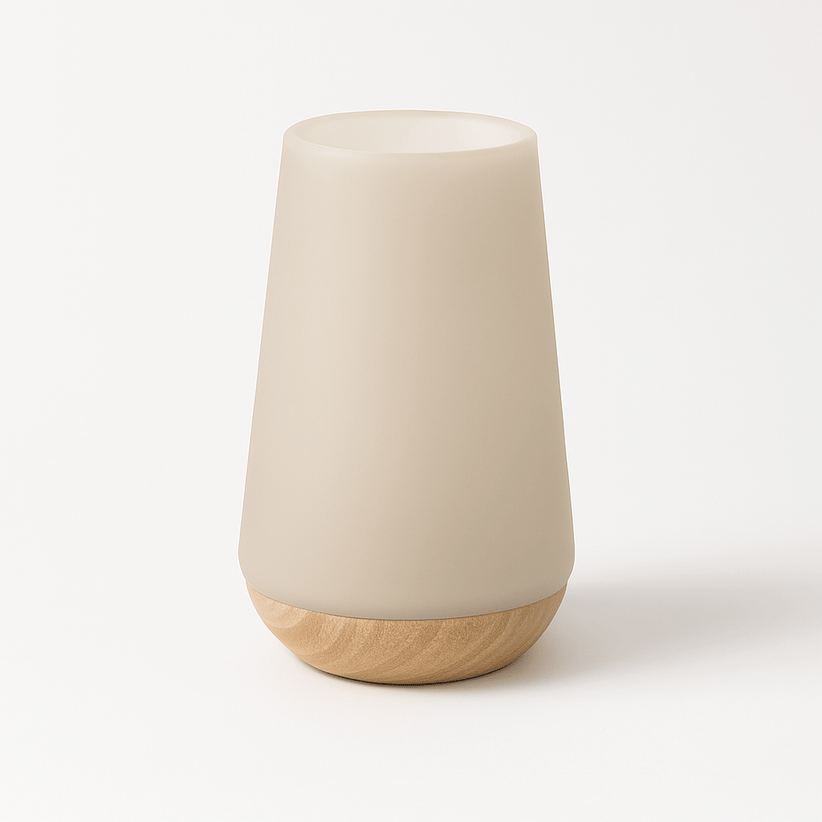 Japandi Linen Shade Table Lamp With Curved Form – Halina