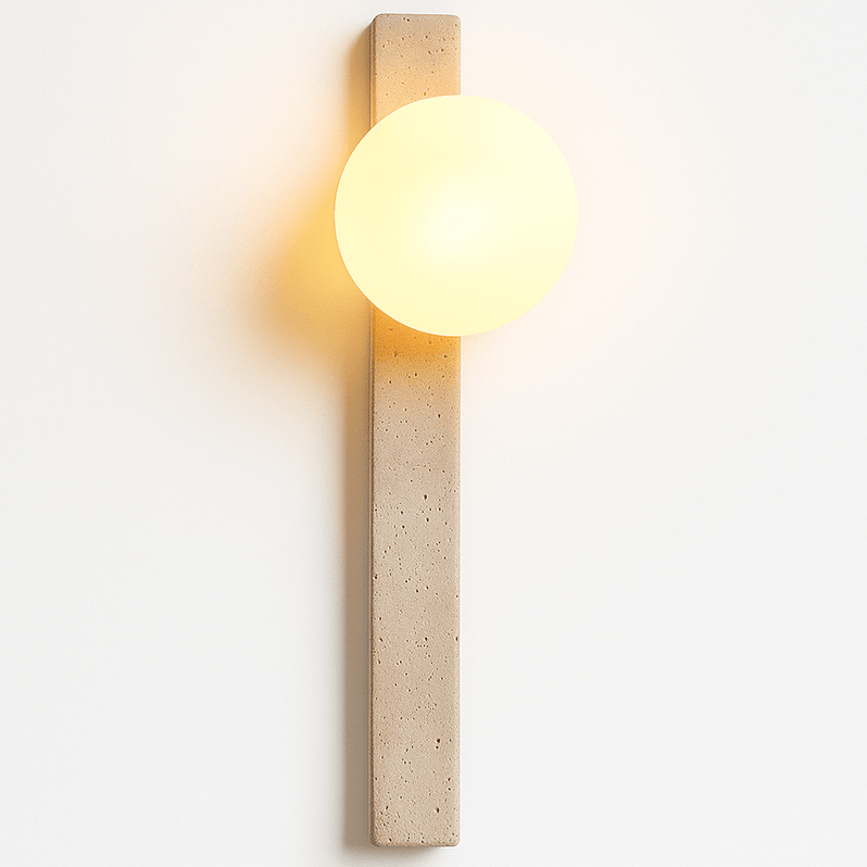 Japandi Rectangular Travertine Wall Lamp – Olorva