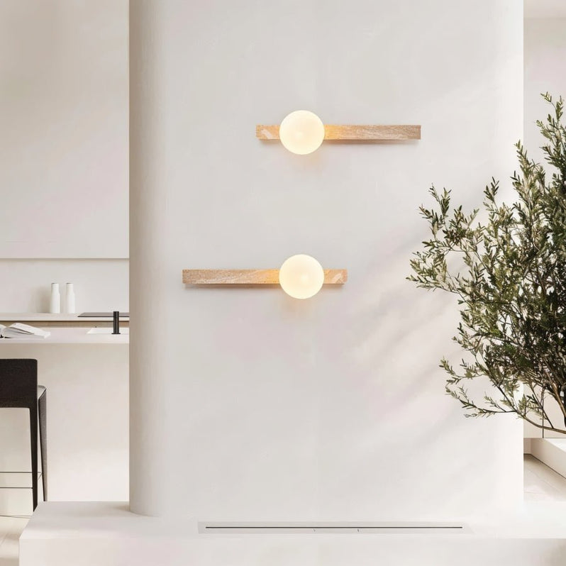 Japandi Rectangular Travertine Wall Lamp – Olorva