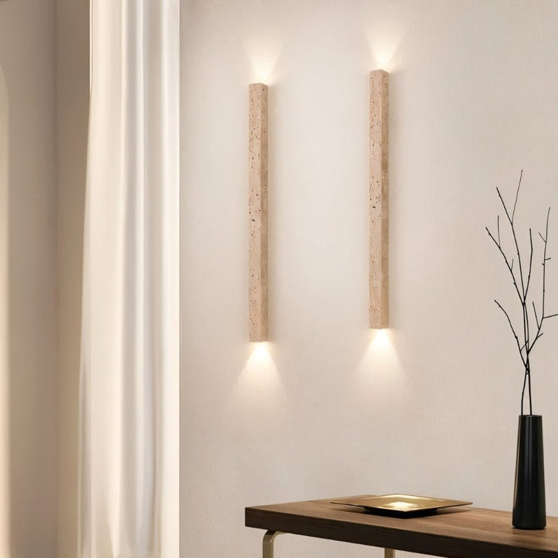 Japandi Rectangular Travertine Wall Lamp – Olorva