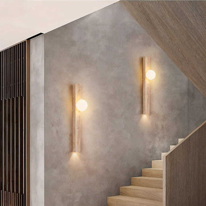 Japandi Rectangular Travertine Wall Lamp – Olorva