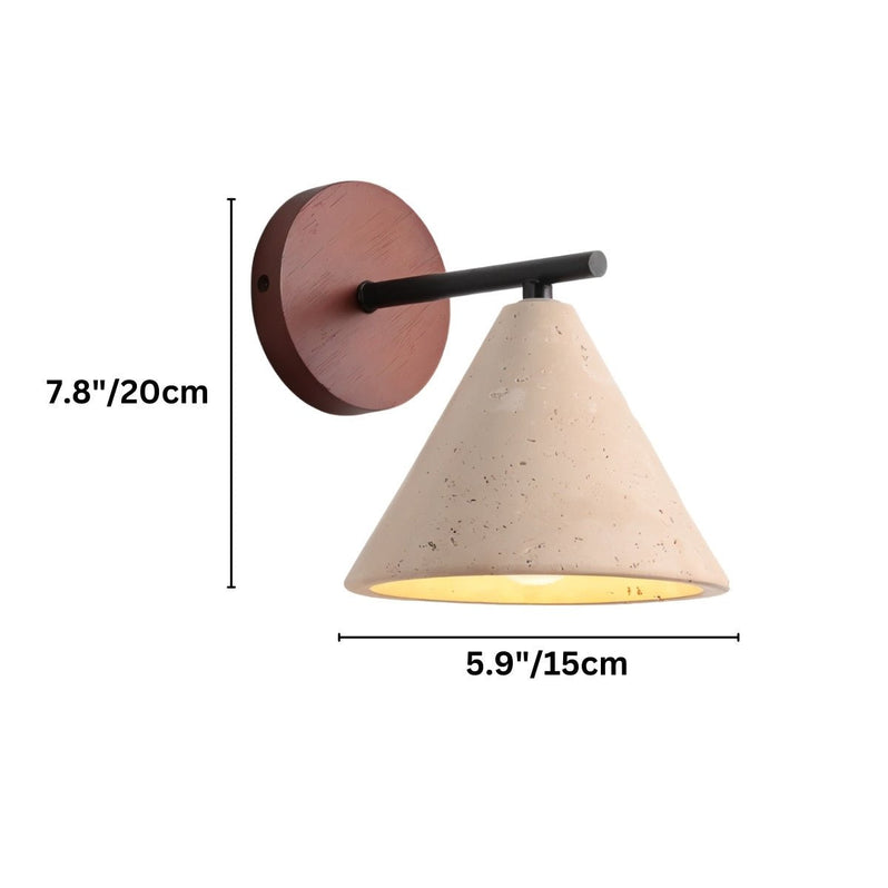 Japandi Carved Travertine Wall Lamp With Brass Detail – Omicil