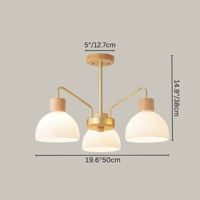 Japandi Sculptural Brass & Glass Chandelier – Osian