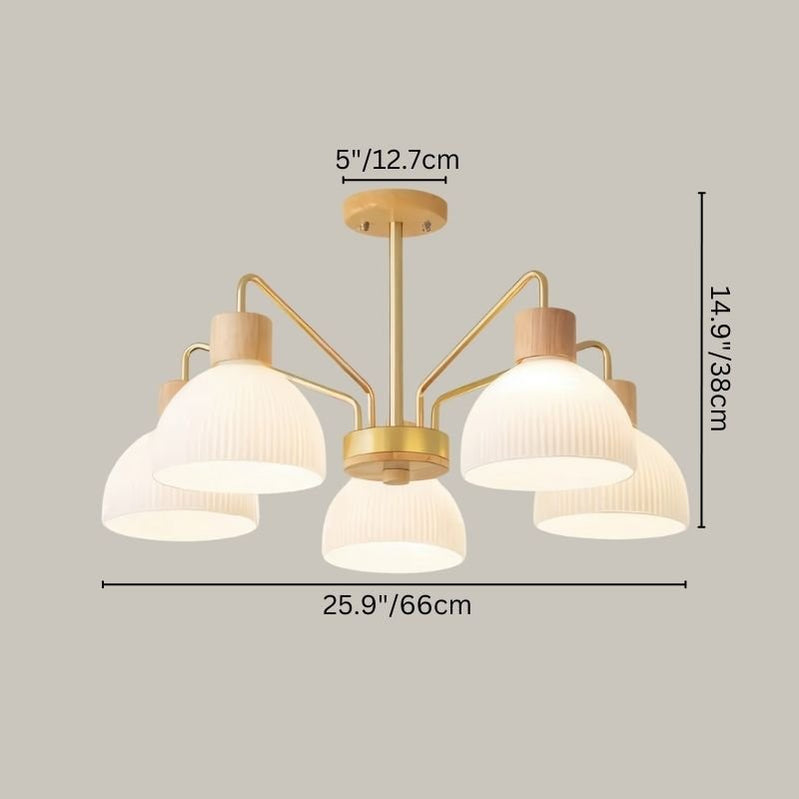 Japandi Sculptural Brass & Glass Chandelier – Osian