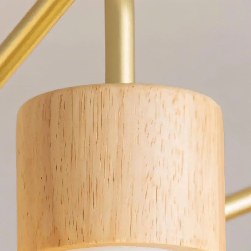 Japandi Sculptural Brass & Glass Chandelier – Osian