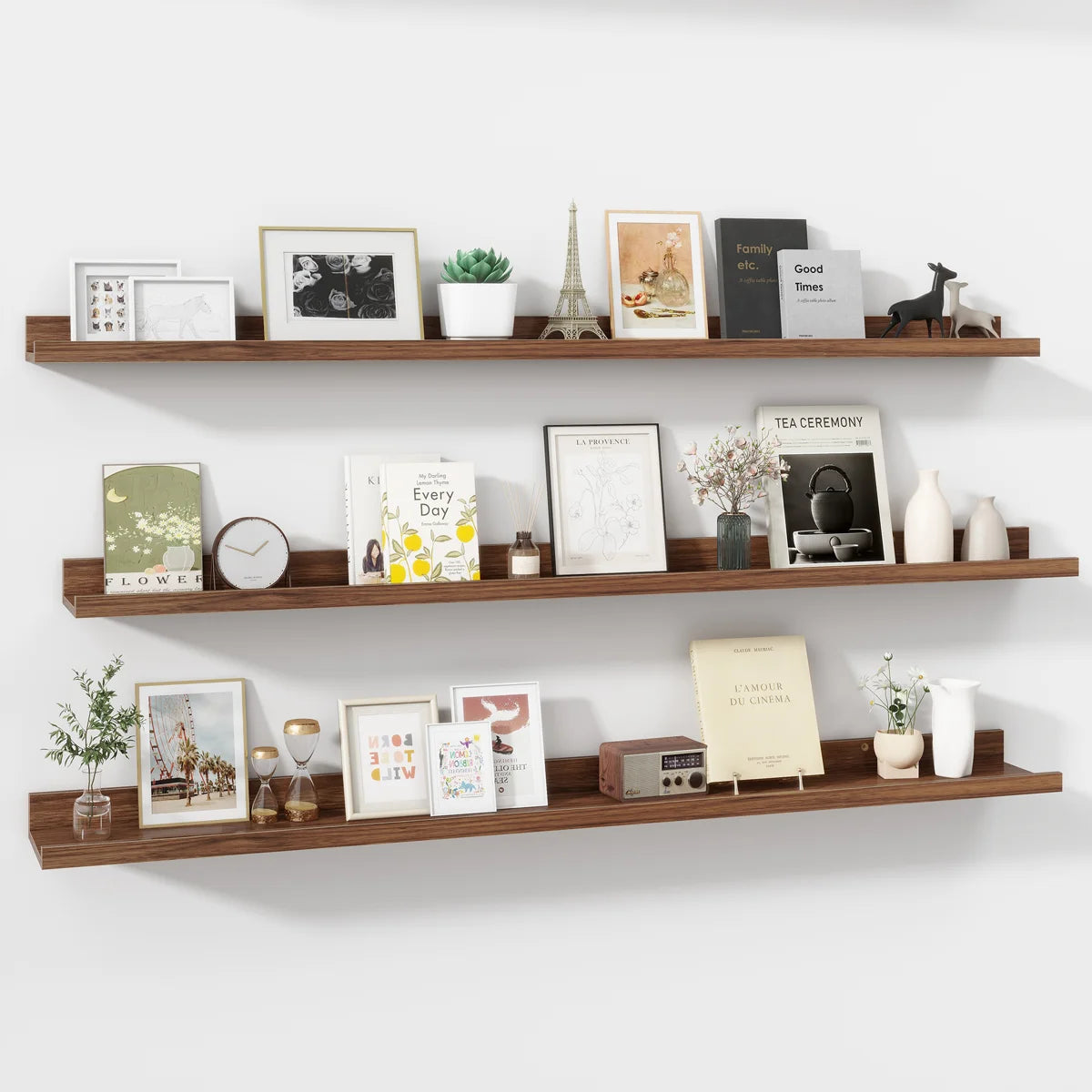 Set of 3 Parece shelves styled with frames