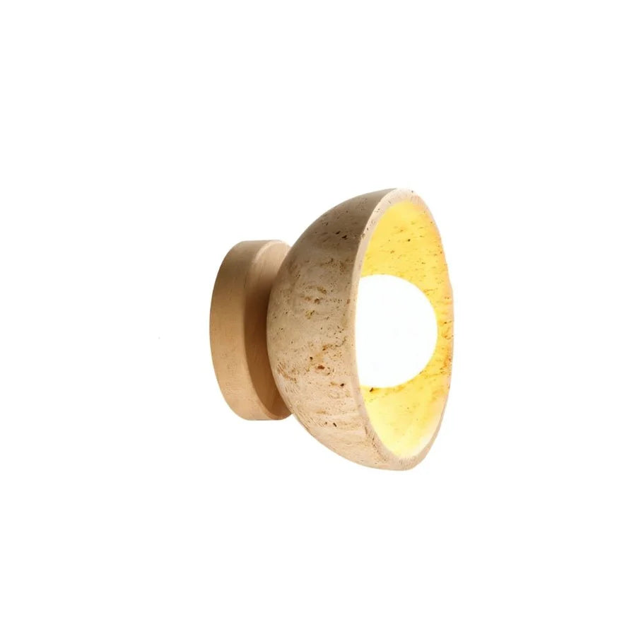 Japandi Travertine Wall Lamp With Vertical Slits – Pulkit