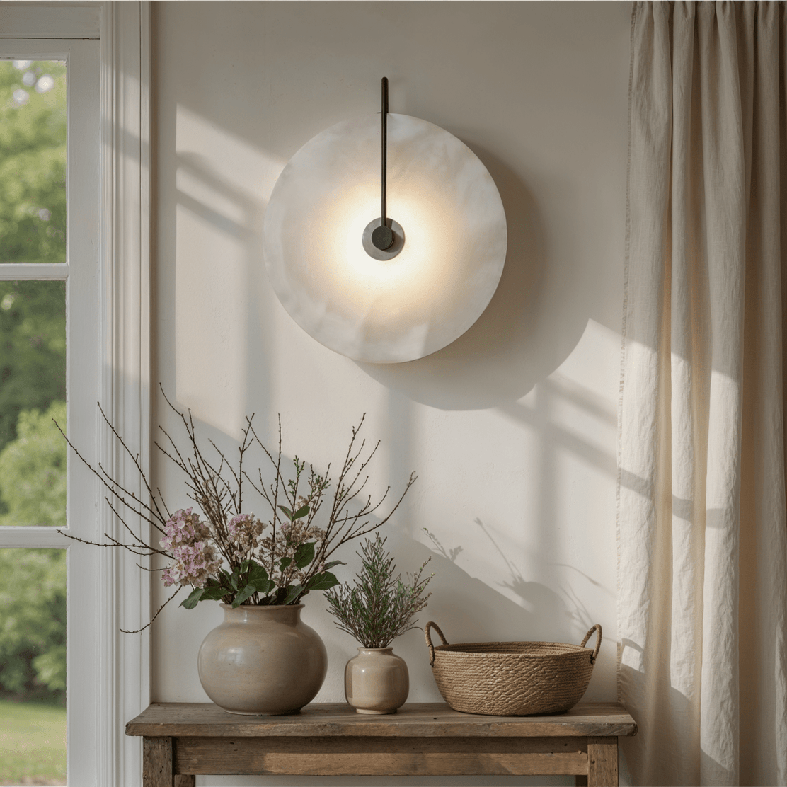 Japandi Sculpted Alabaster Wall Lamp – Sivac