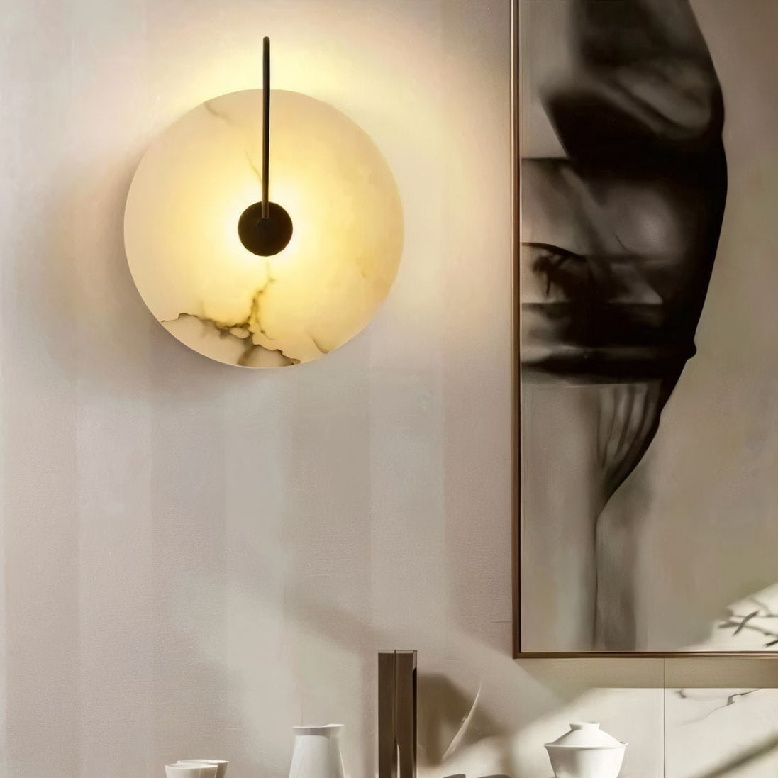 Japandi Sculpted Alabaster Wall Lamp – Sivac