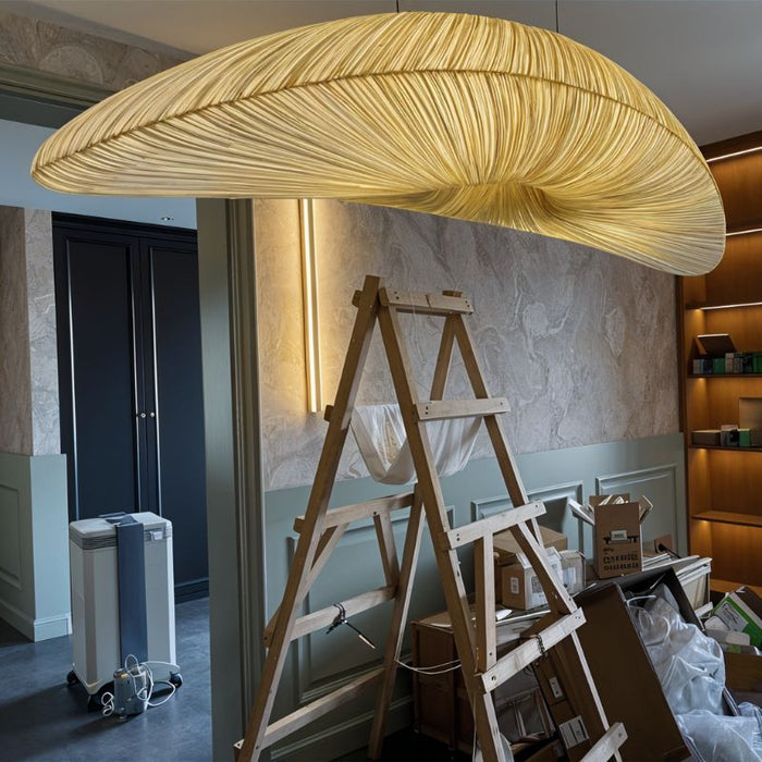 Japandi Sculptural Glass & Wood Chandelier – Skafos
