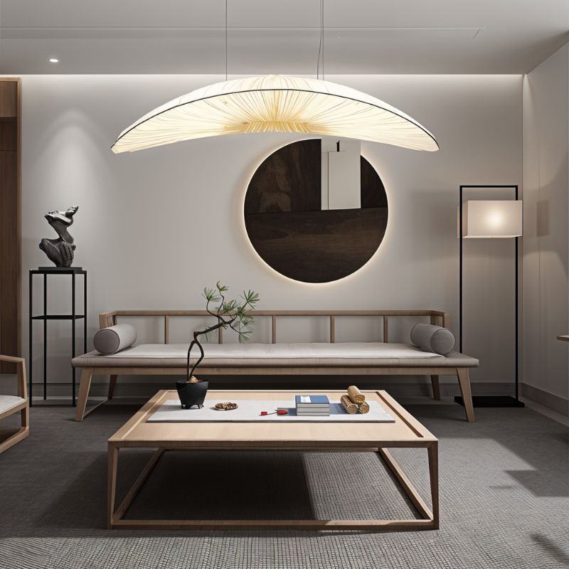 Japandi Sculptural Glass & Wood Chandelier – Skafos
