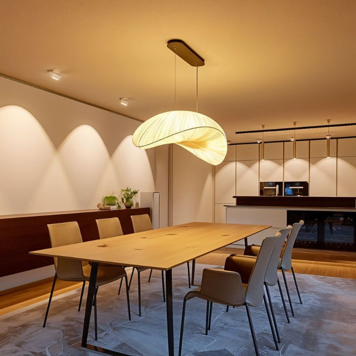 Japandi Sculptural Glass & Wood Chandelier – Skafos