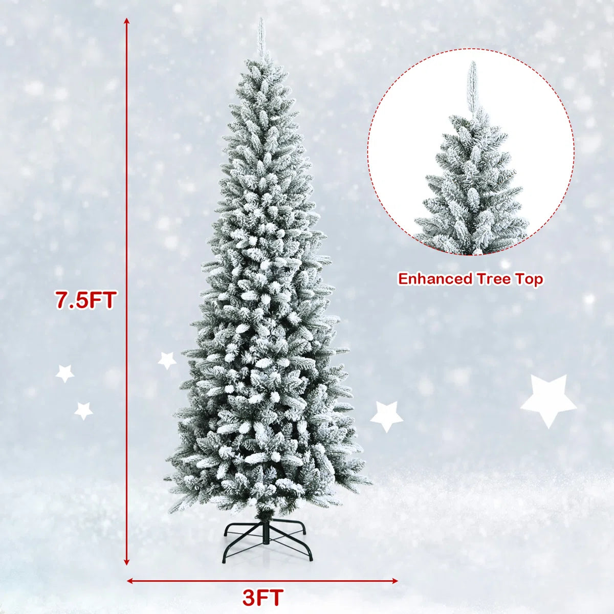White flocked tree height and width