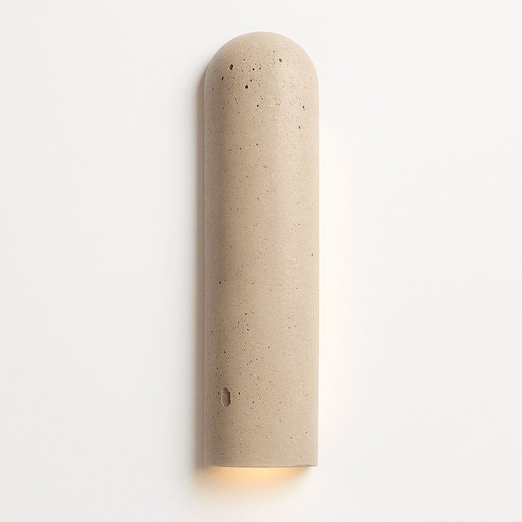 Japandi Cylindrical Travertine Wall Lamp – Solon