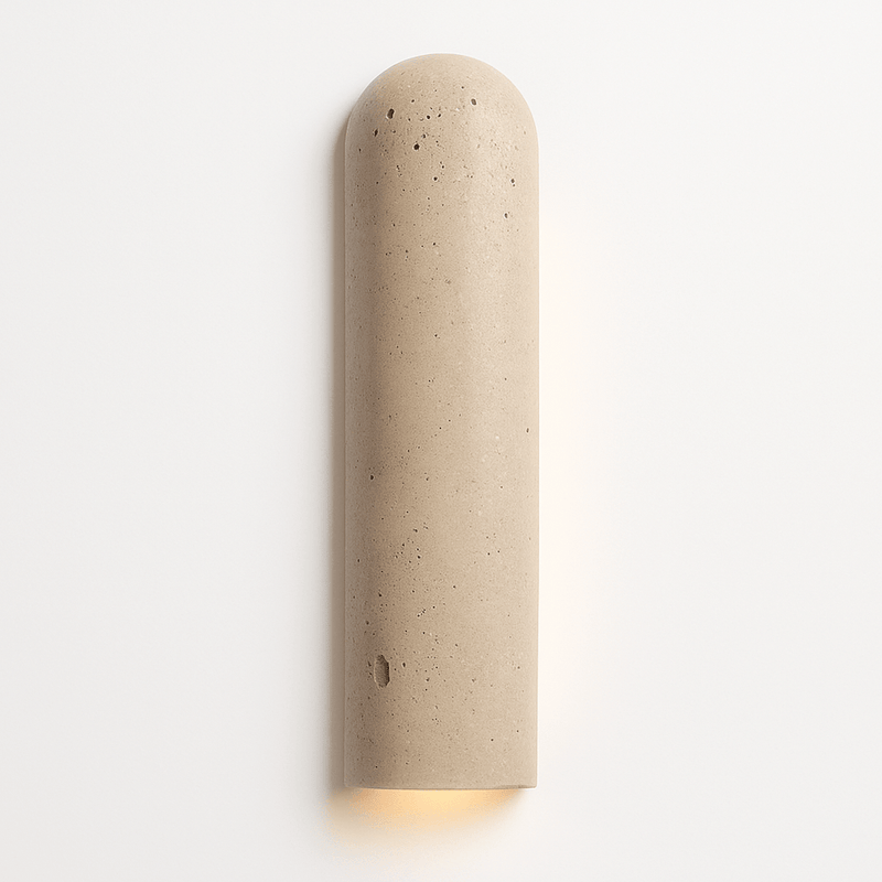 Japandi Cylindrical Travertine Wall Lamp – Solon