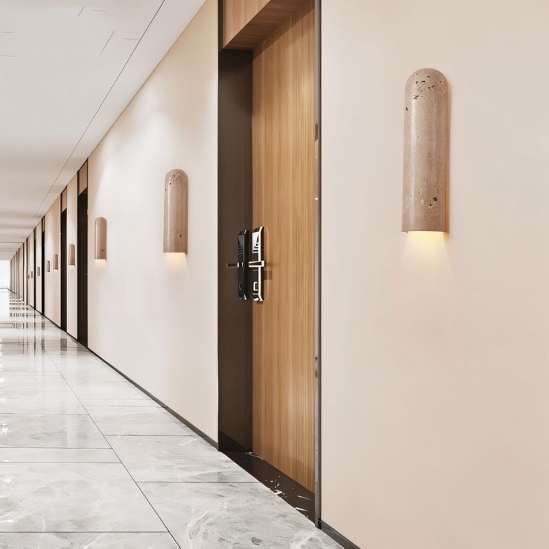 Japandi Cylindrical Travertine Wall Lamp – Solon