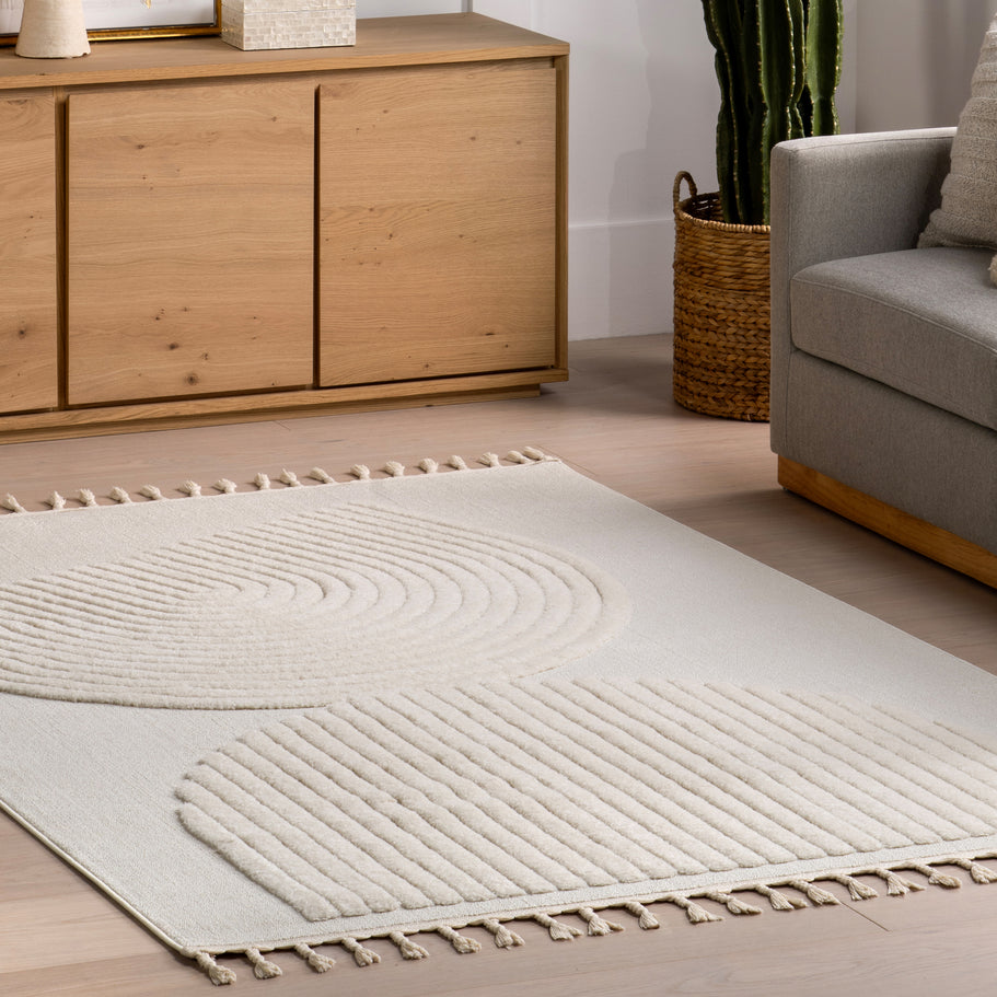Japandi Arc Tasseled Rug