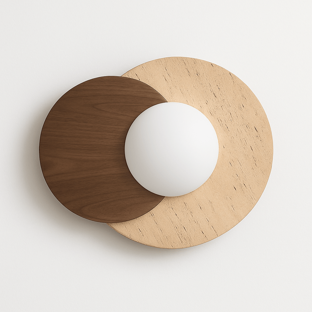 Japandi Slab Travertine Wall Lamp With Brass Base – Teus