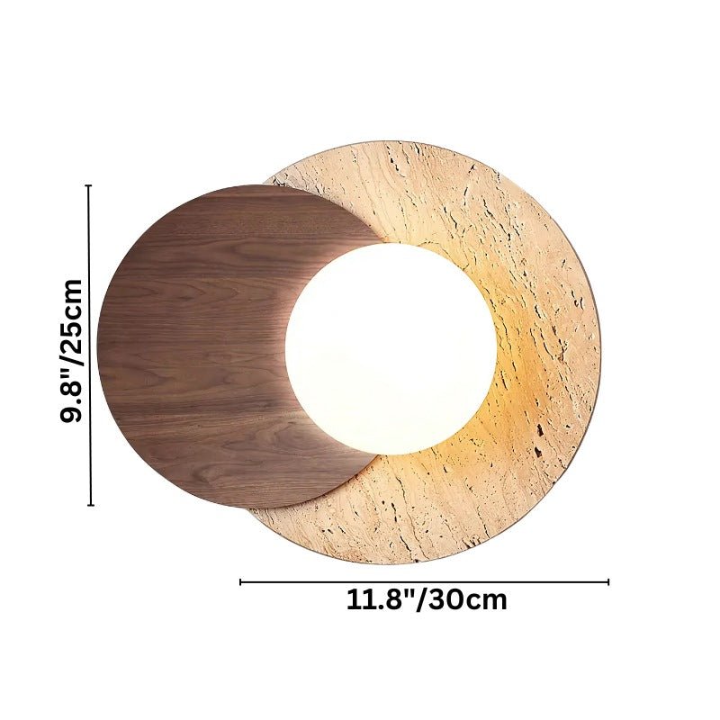 Japandi Slab Travertine Wall Lamp With Brass Base – Teus