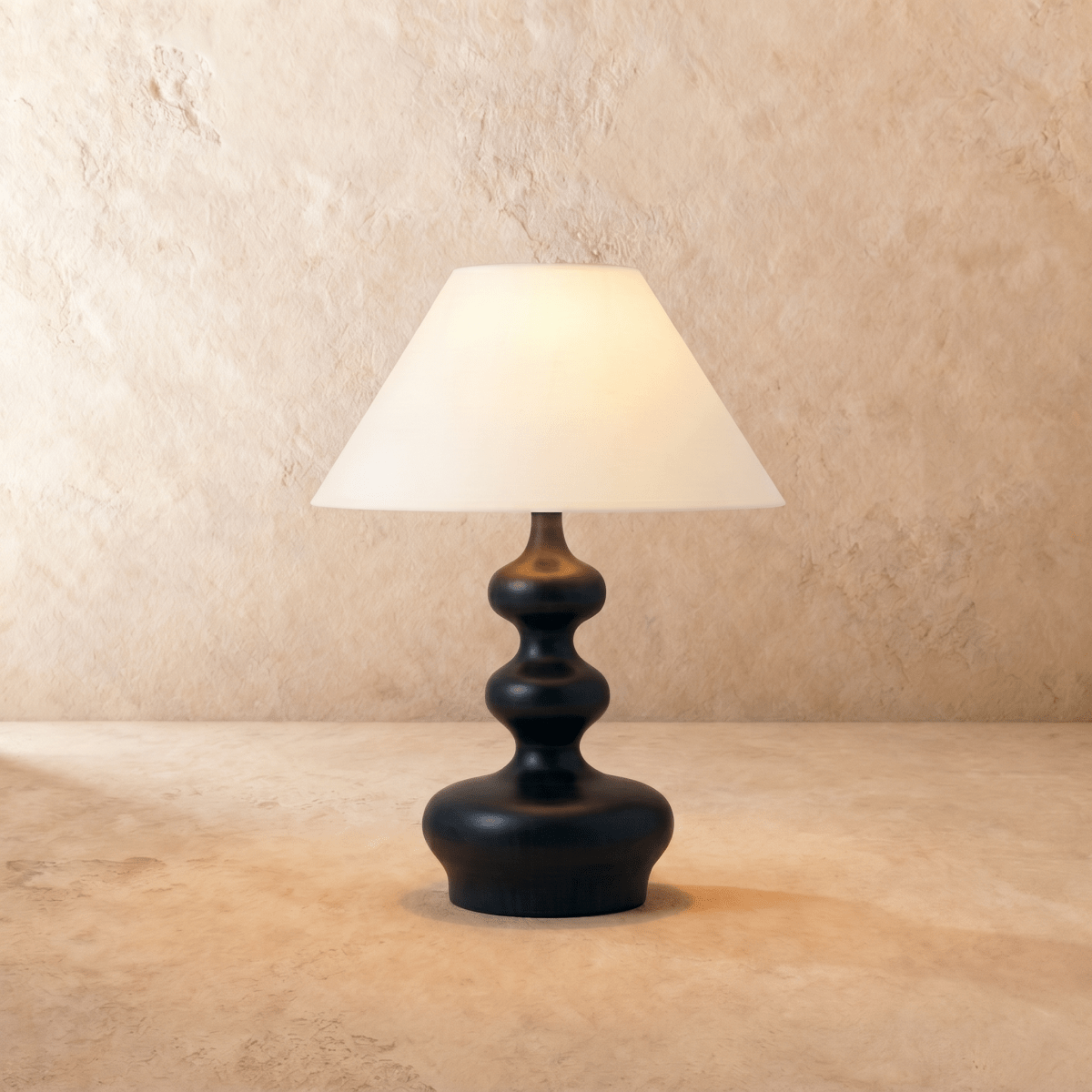 Japandi Solid Wood & Fabric Table Lamp - Thelam