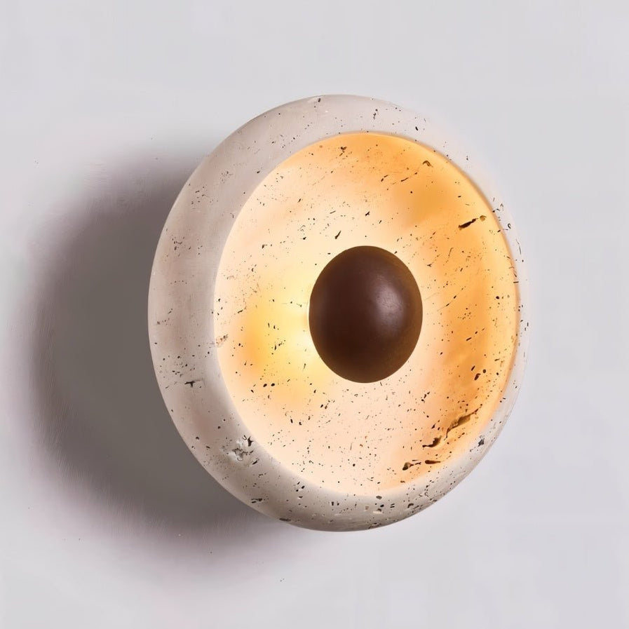 Japandi Textured Travertine Wall Lamp – Yalka