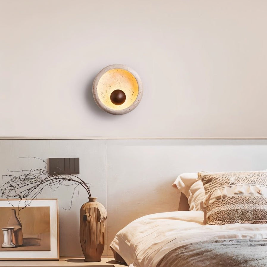 Japandi Textured Travertine Wall Lamp – Yalka