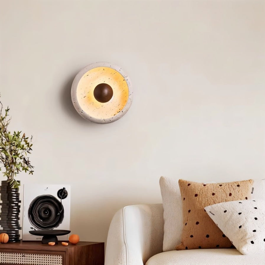Japandi Textured Travertine Wall Lamp – Yalka