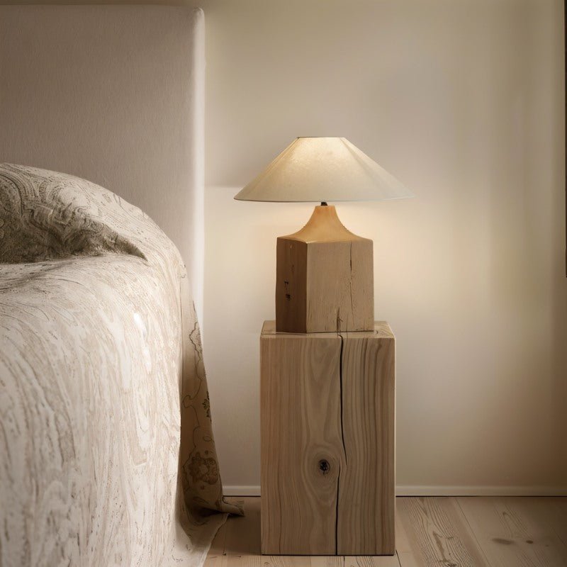 Japandi Carved Wooden Table Lamp – Zeran