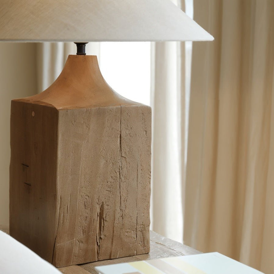 Japandi Carved Wooden Table Lamp – Zeran
