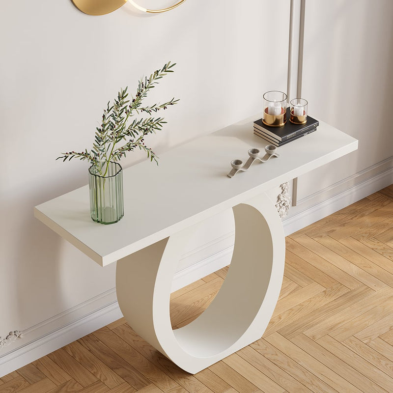 Japandi White Console Table