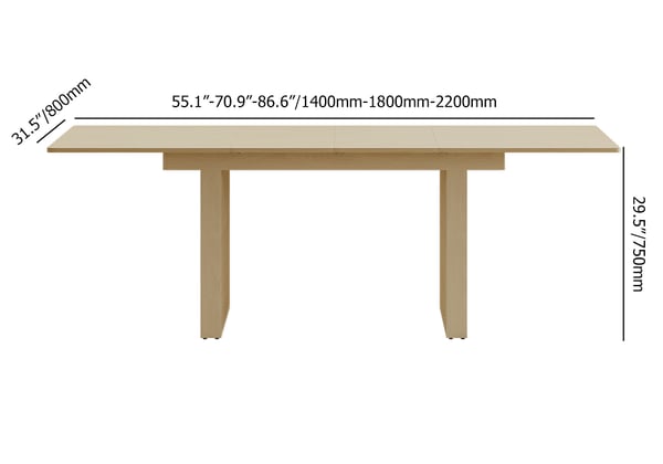 Japandi Rectangular Extendable Table