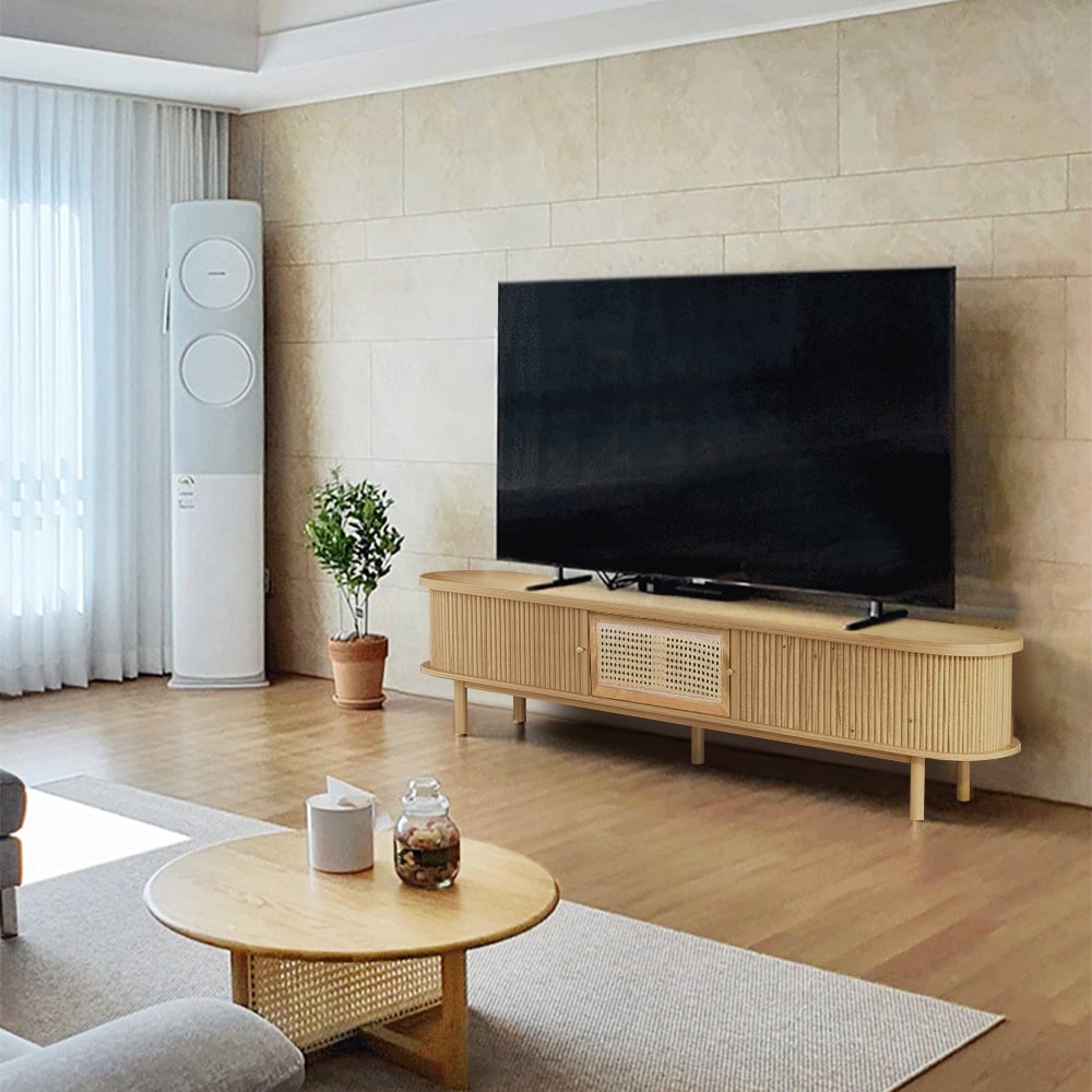 Japandi Rattan TV Stand