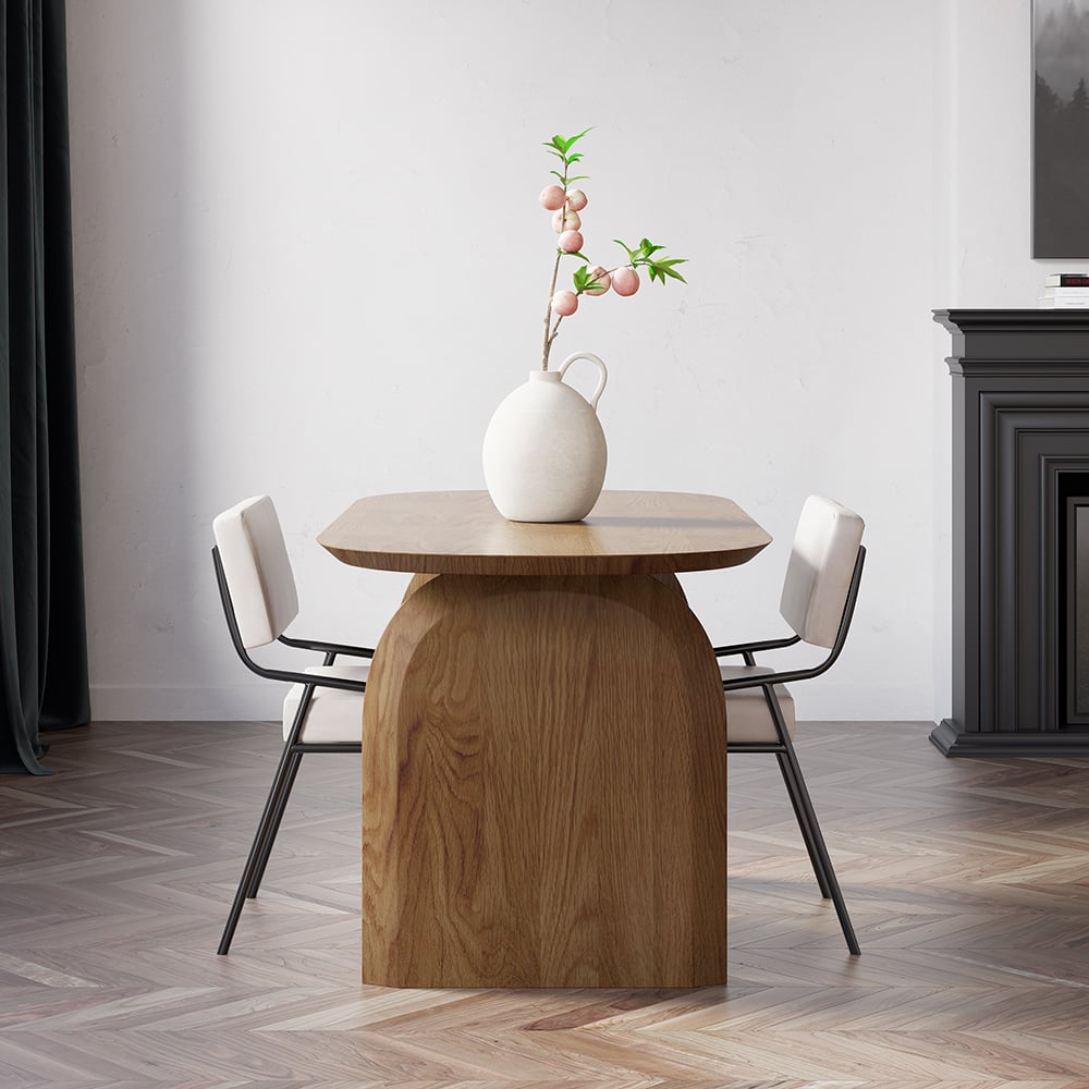 Japandi Oval Wood Table for 4