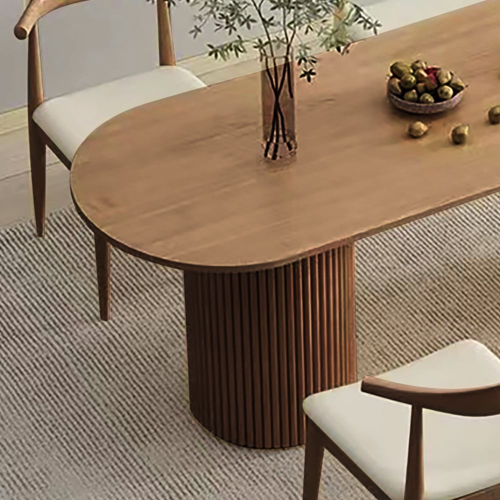 Japandi Oval Wood Table for 6