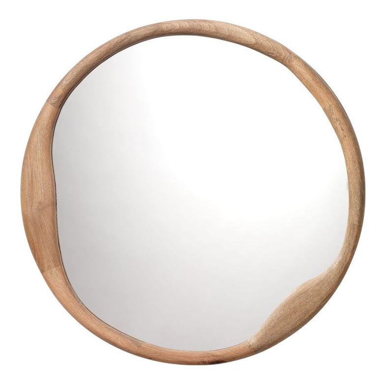 Japandi Wooden Round Mirror