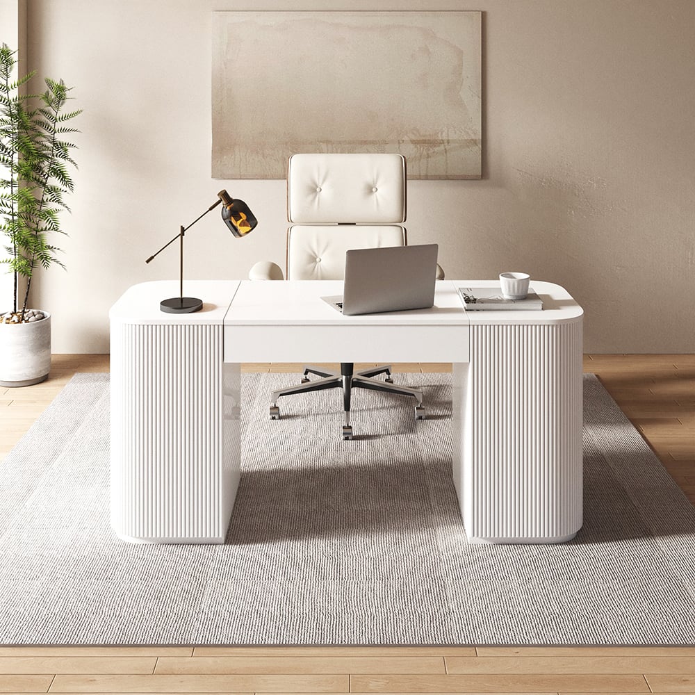 Japandi White Desk