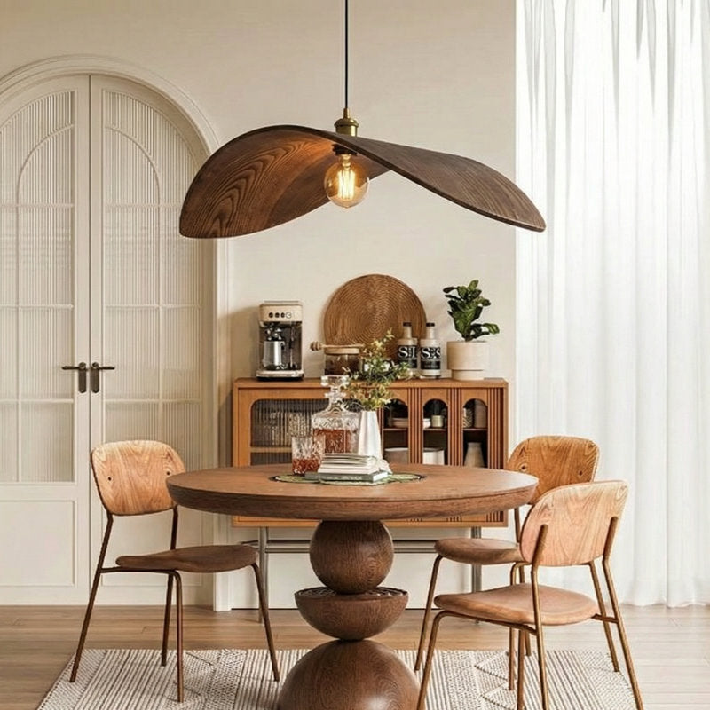 Japandi Curved Wood Pendant Light - Leaf – view 3