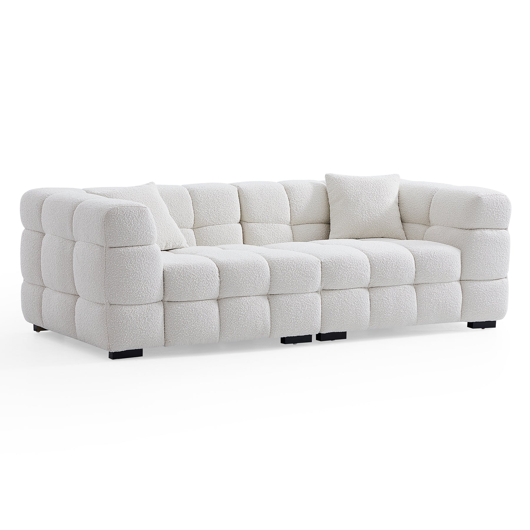 Japandi Cushy White Boucle Sofa