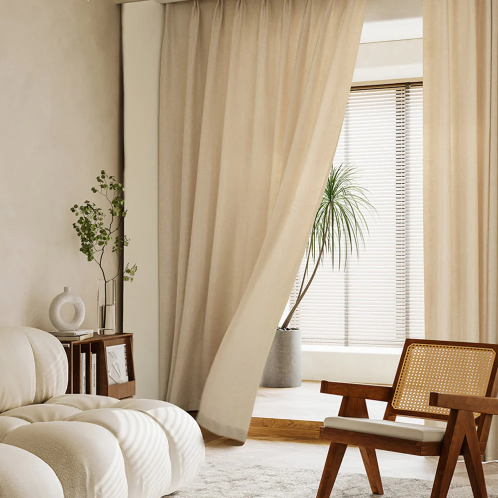 Japandi Airy Sheer Curtains | Pleated