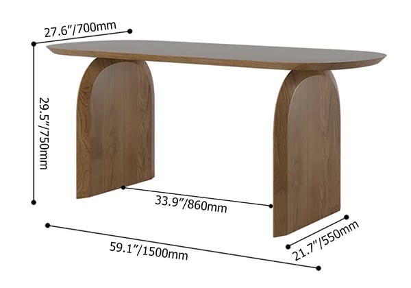 Japandi Oval Wood Table for 4